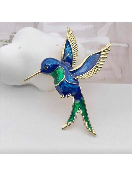 Anthropologie Jewelry - Blue and Green birds brooch Q595